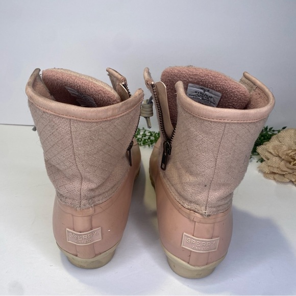 Sperry Top-Sider Saltwater Rain Duck Boots Rose Pink Size 8 Wool Emboss Lining - Picture 4 of 10